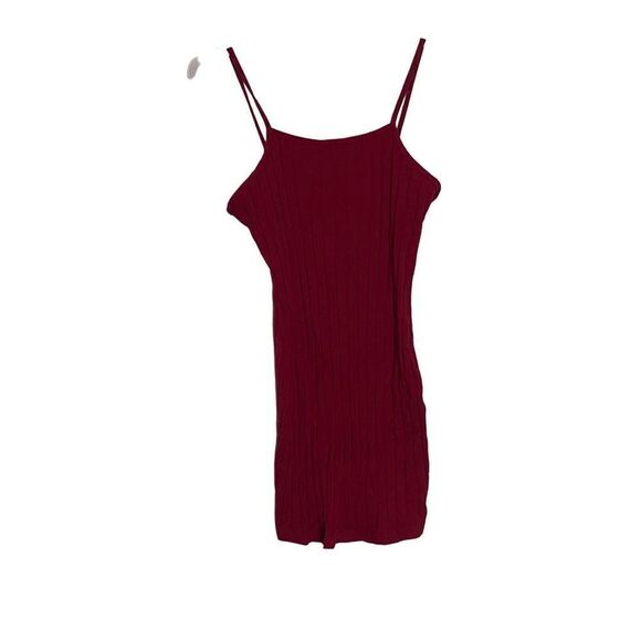 Ribbed Cranberry Red Bodycon Dress - Picture 1 of 6